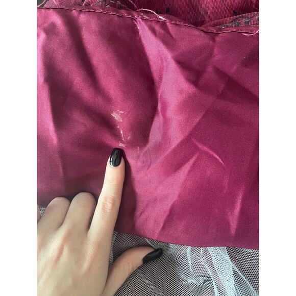 Rare Editions Velvet Floral Holiday Dress 2T Burgundy Tulle Bow Christmas Photos - Picture 10 of 13